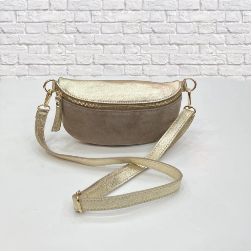 Sac Banane Bicolore En Cuir Et Daim