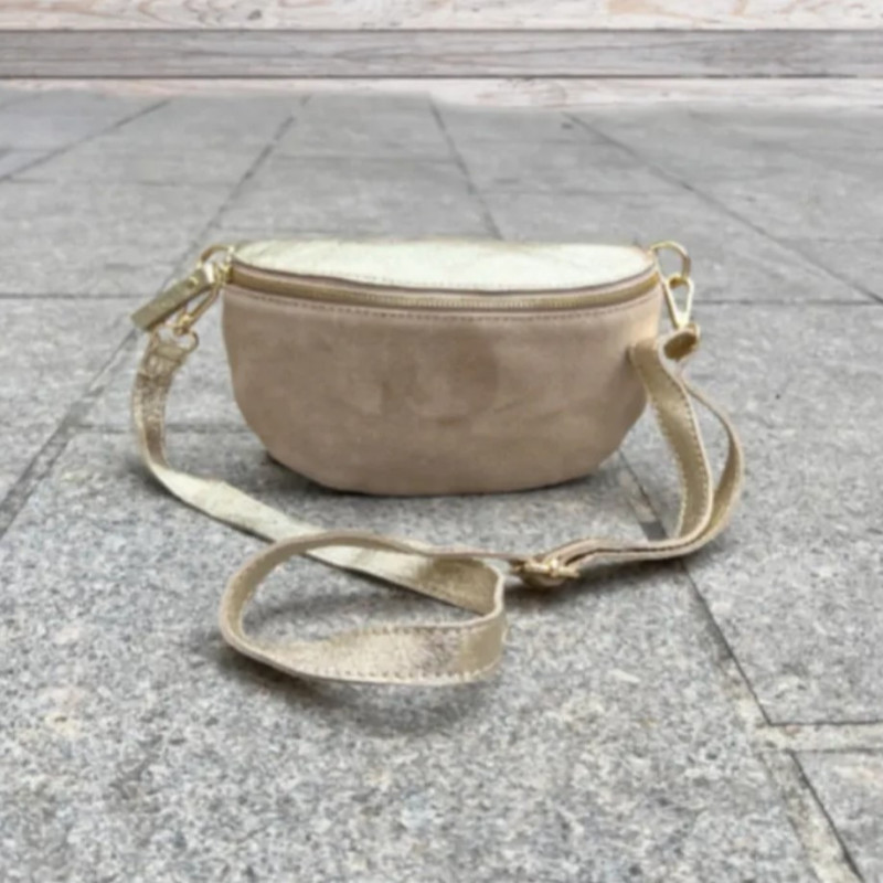 Sac Banane Bicolore En Cuir Et Daim