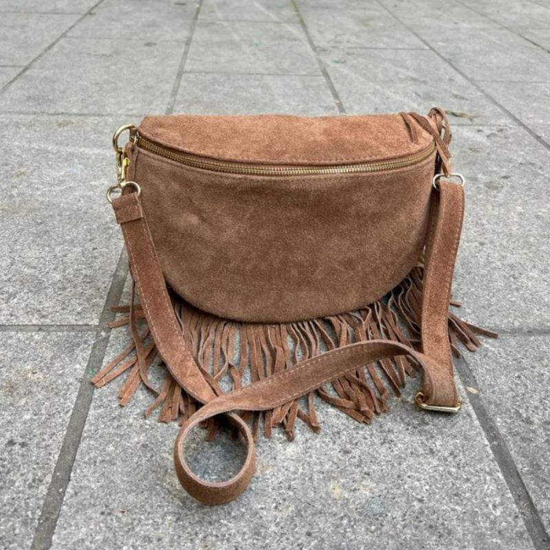 Sac Bandoulière en Daim (Grand Format) avec Franges