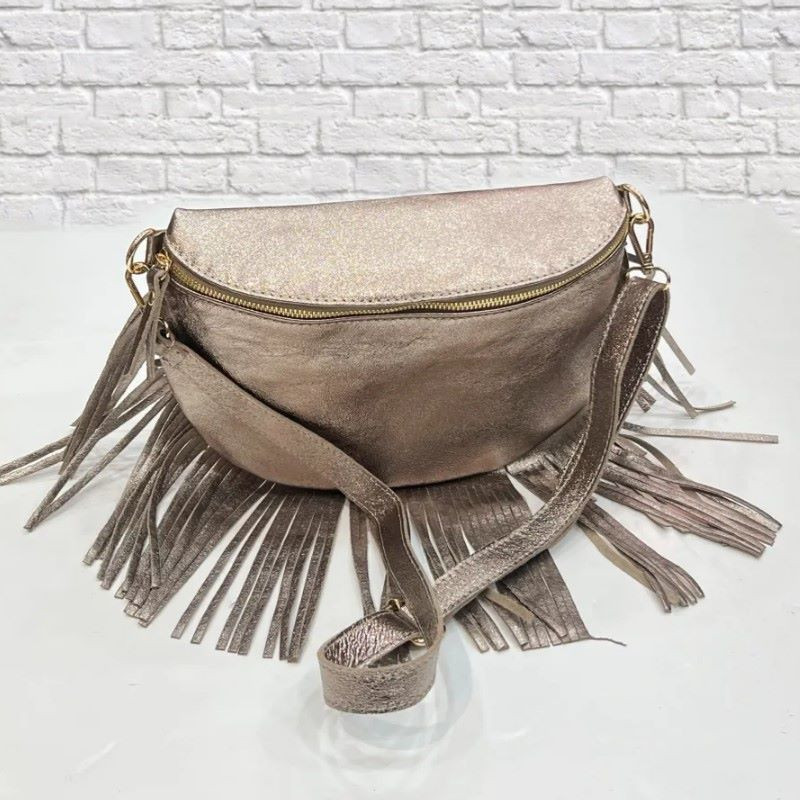 Sac Banane En Cuir (Grand Format) Avec Franges