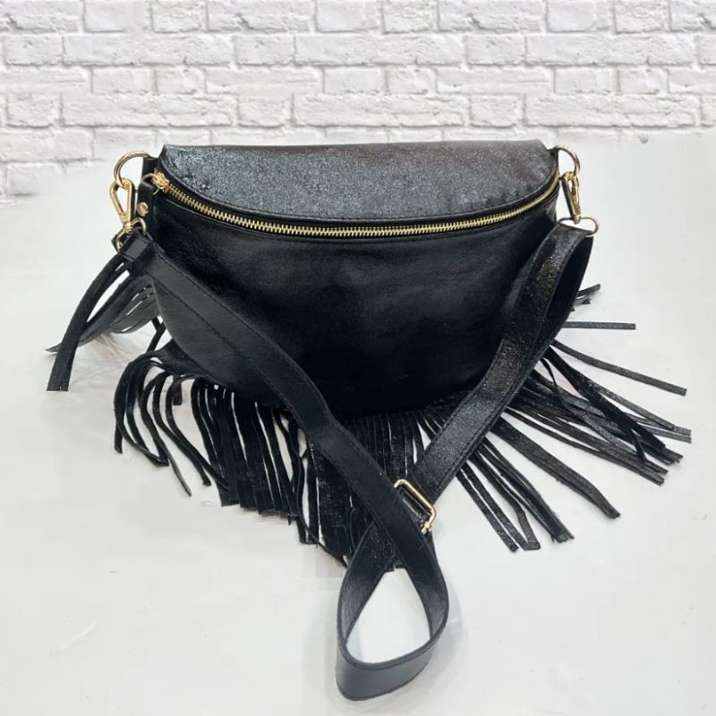 Sac Banane En Cuir (Grand Format) Avec Franges