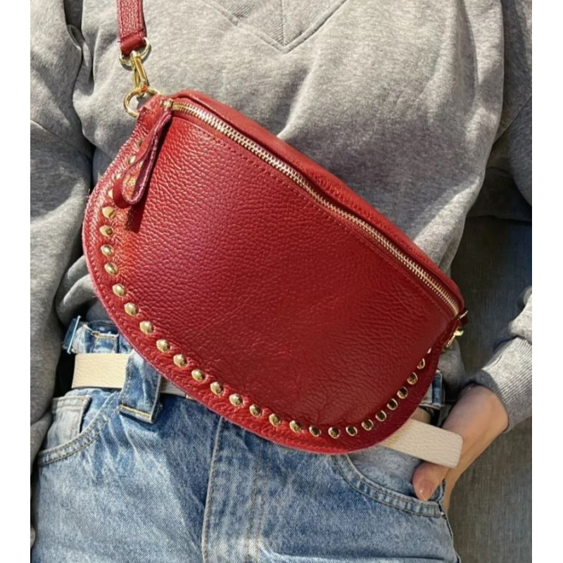 Sac Banane en Cuir Grainé " Clouté "
