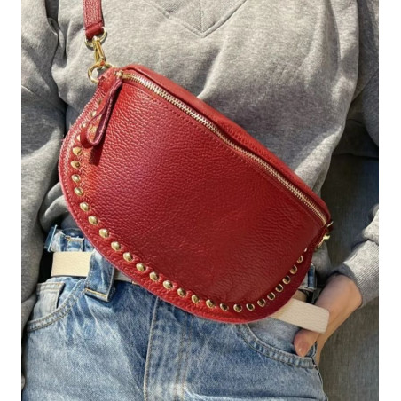 Sac Banane en Cuir Grainé " Clouté "
