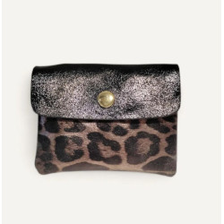 Porte-monnaie en cuir "Motif Léopard" Petit format