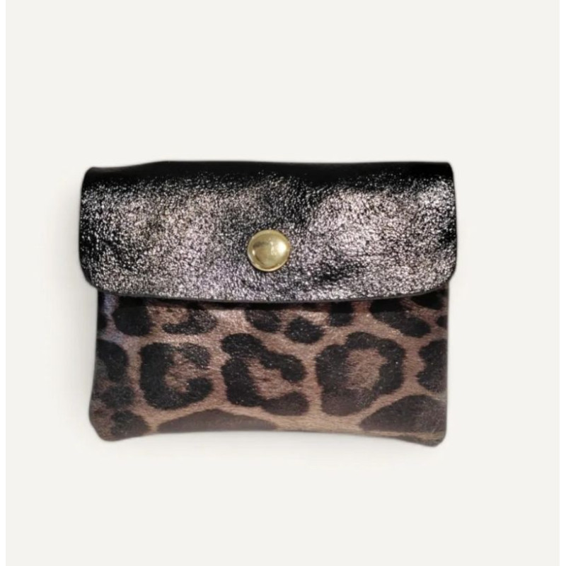Porte-monnaie en cuir "Motif Léopard" Petit format