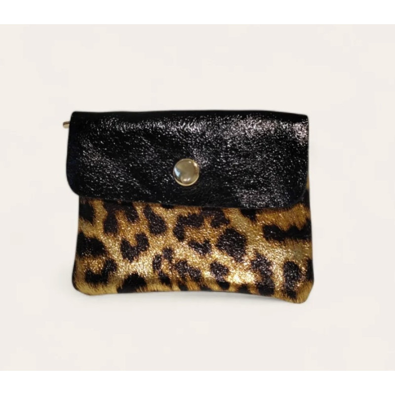 Porte-monnaie en cuir "Motif Léopard" Petit format
