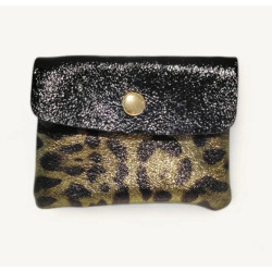 Porte-monnaie en cuir "Motif Léopard" Petit format