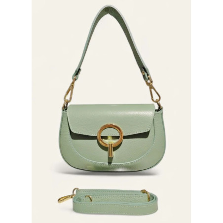 Sac Bandoulière en Cuir avec Rabat et Fermeture Zippée