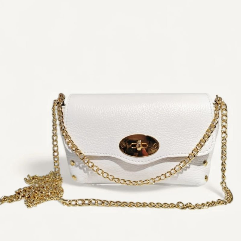 Sac Bandoulière en cuir grainé avec Chaînette