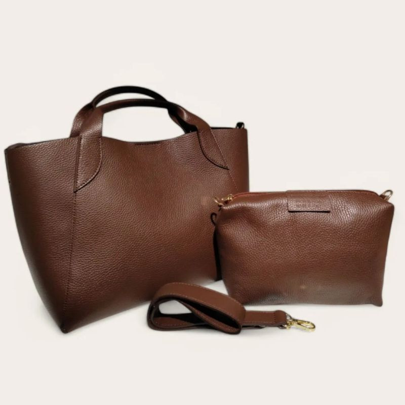 Sac Cabas en Cuir Grainé avec sa pochette