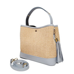 Sac bi-matière en Raphia et Cuir