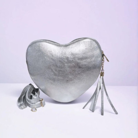 Sac Bandoulière "Coeur" en cuir Grainé ou Irisé