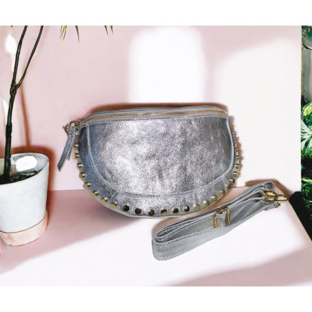 Sac Banane en Cuir Irisé  " Clouté "
