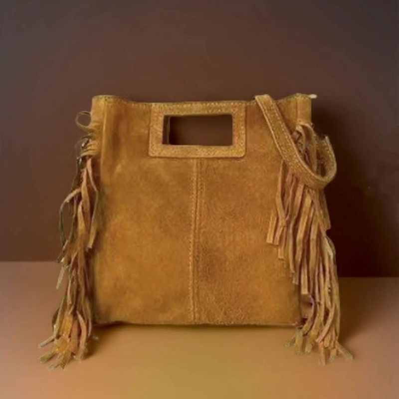 Sac porté main en daim muni d'une bandoulière Sac porté main en daim muni d'une bandoulière