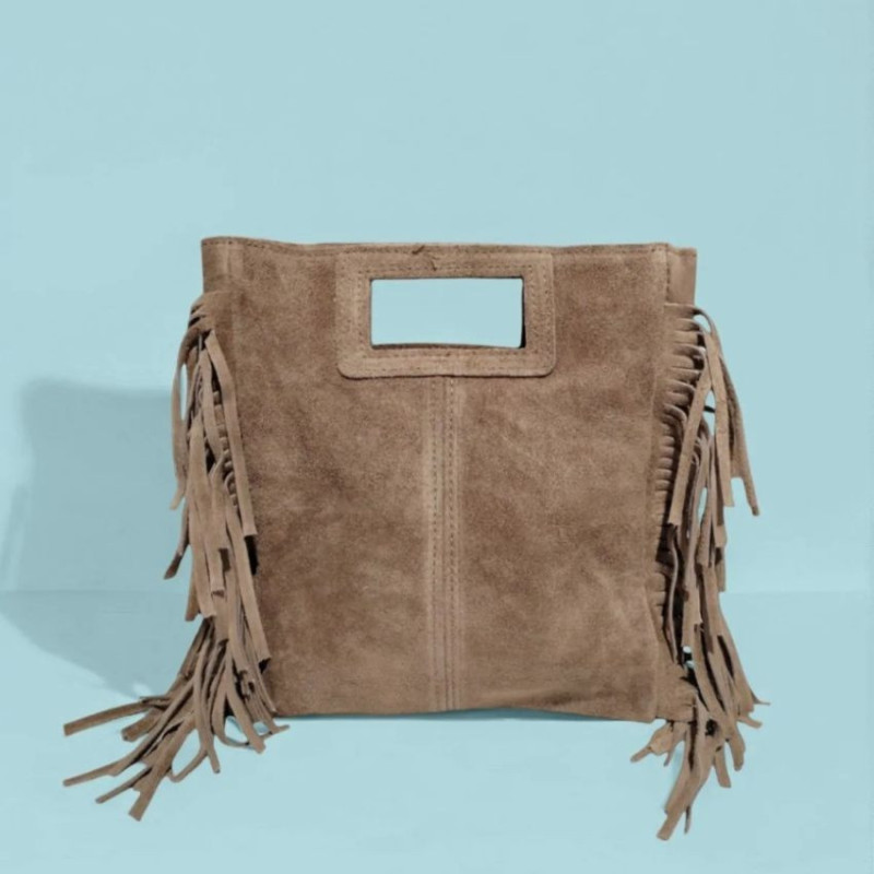 Sac porté main en daim muni d'une bandoulière Sac porté main en daim muni d'une bandoulière