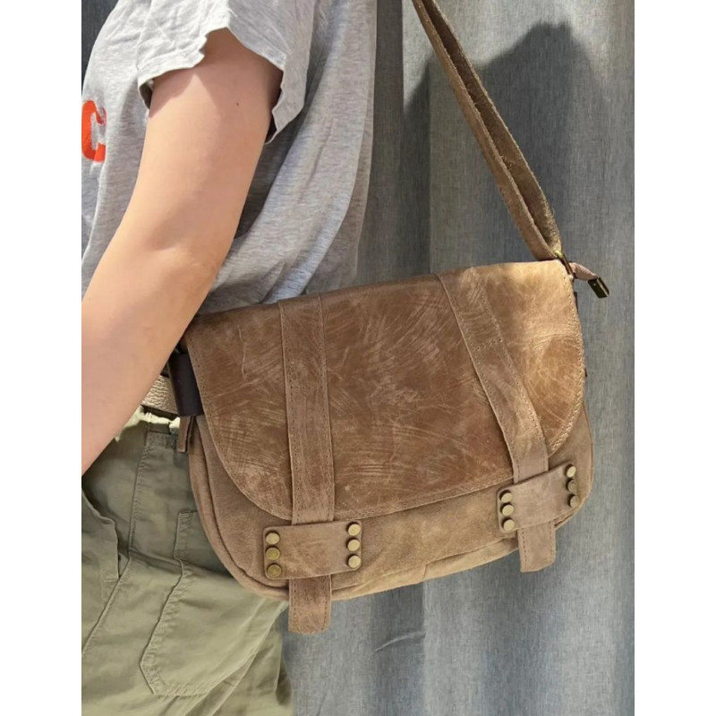 Sac cartable en Cuir et Daim