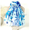 Echarpe Motif Fleurs " Bleu "