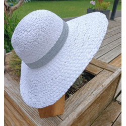 Grand Chapeau de Paille Avec Bandeau Gris
