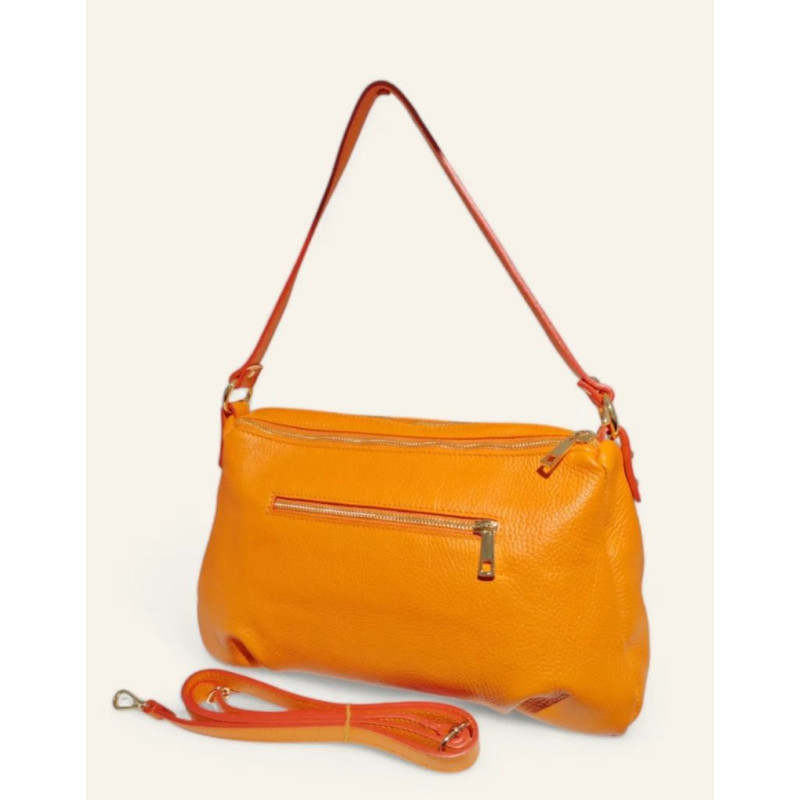 Sac porté épaules en cuir grainé double compartiment