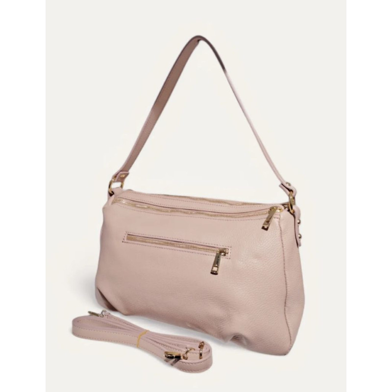 Sac porté épaules en cuir grainé double compartiment
