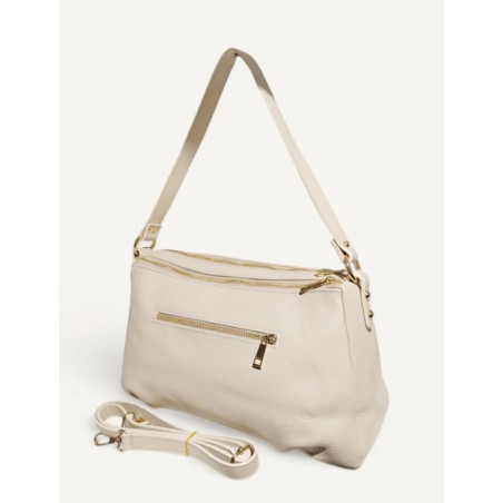 Sac porté épaules en cuir grainé double compartiment