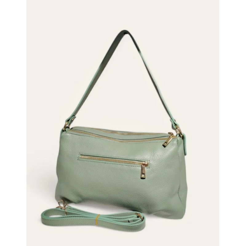 Sac porté épaules en cuir grainé double compartiment