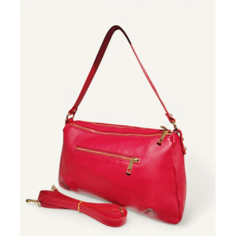 Sac porté épaules en cuir grainé double compartiment