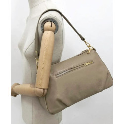 Sac porté épaules en cuir grainé double compartiment