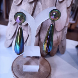 Boucles d'Oreilles "Gouttes" en résine de couleur