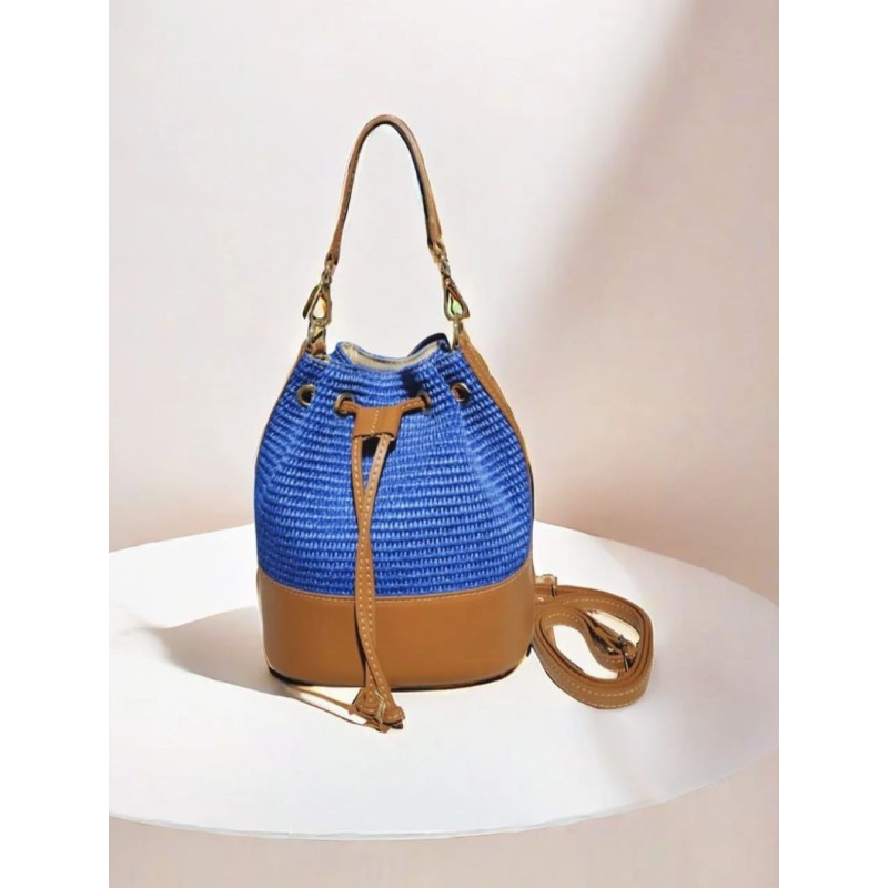Sac Bourse en Cuir et Raffia