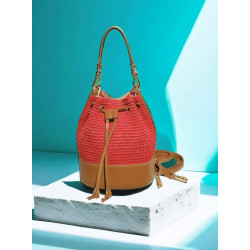 Sac Bourse en Cuir et Raffia