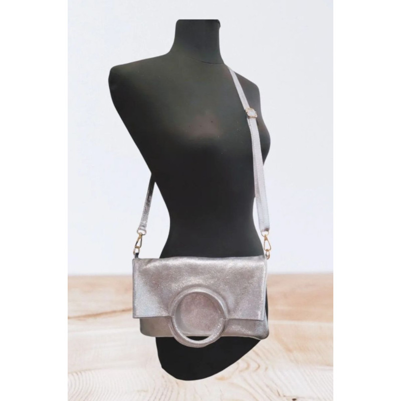 Sac bandoulière en Cuir Irisé avec sa Pochette