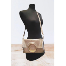 Sac bandoulière en Cuir Irisé avec sa Pochette