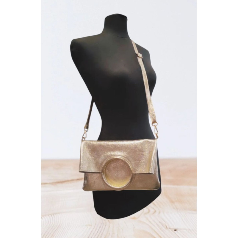Sac bandoulière en Cuir Irisé avec sa Pochette