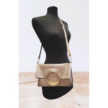 Sac bandoulière en Cuir Irisé avec sa Pochette