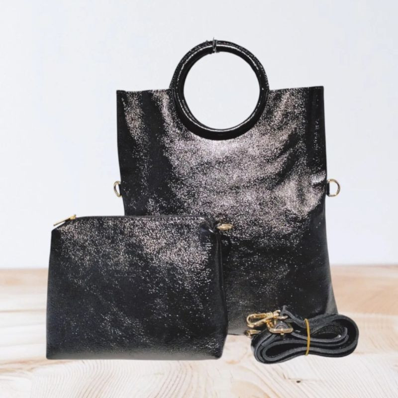 Sac bandoulière en Cuir Irisé avec sa Pochette
