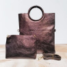 Sac bandoulière en Cuir Irisé avec sa Pochette
