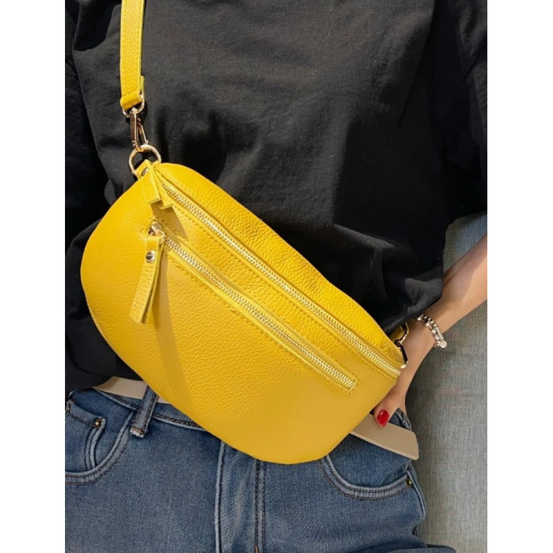 Sac Banane Cuir Grainé "Double Fermeture"