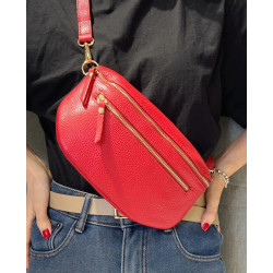 Sac Banane Cuir Grainé "Double Fermeture"