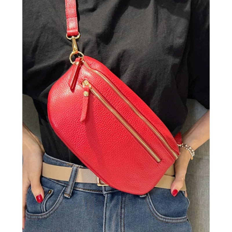 Sac Banane Cuir Grainé "Double Fermeture"