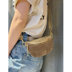 Sac Banane Bicolore En Cuir Et Daim