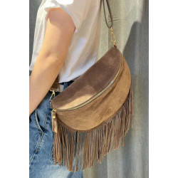Sac Bandoulière en Daim (Grand Format) avec Franges