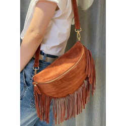 Sac Bandoulière en Daim (Grand Format) avec Franges