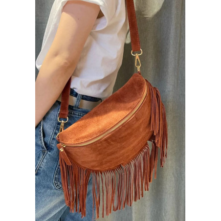Sac Bandoulière en Daim (Grand Format) avec Franges