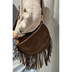 Sac Bandoulière en Daim (Grand Format) avec Franges