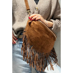 Sac Bandoulière en Daim (Grand Format) avec Franges