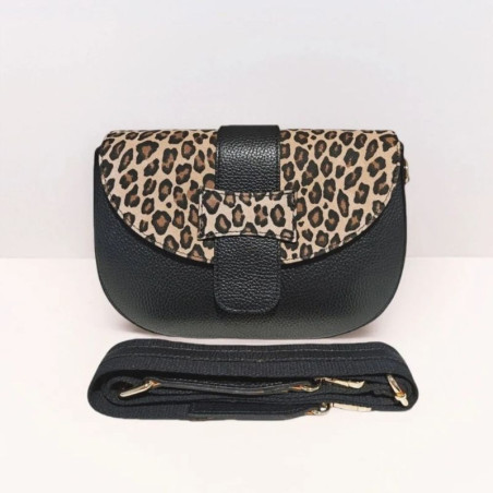 Sac Bandoulière en Cuir Avec Bandoulière Assortie et rabat motif animal