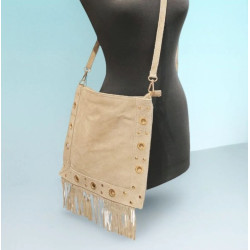 Sac bandoulière en Daim clouté avec franges