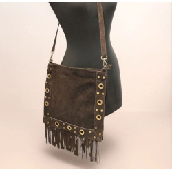Sac bandoulière en Daim clouté avec franges