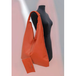 Sac porté épaule en cuir grainé avec pochette